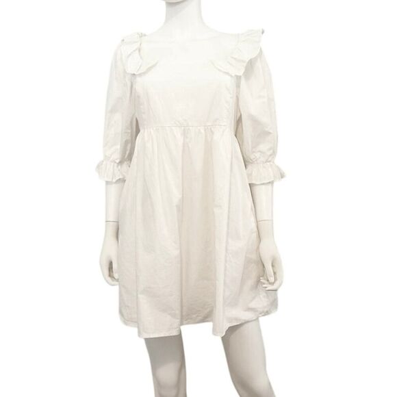 Moodie Dresses & Skirts - Moodie Women White Ruffle Sleeve Babydoll Dress Size M